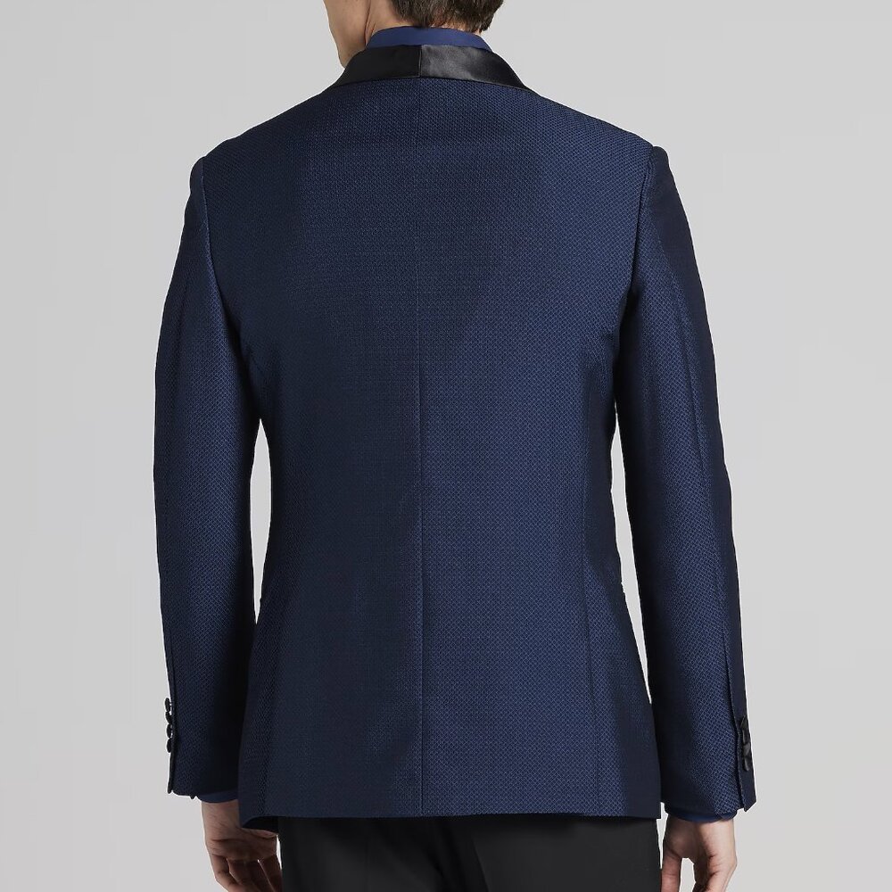 Egara Slim Fit Navy Diamond Jacquard Dinner Tuxedo Jacket 42R - Picture 3 of 5
